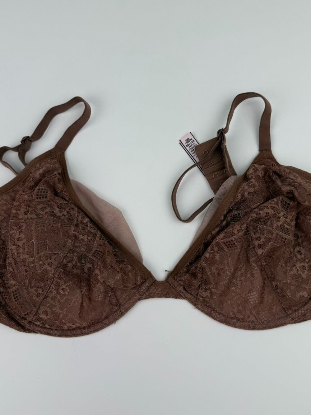 Victoria's Secret Brown Lace Unlined Plunge Bra Size 36DDD G80 Underwire